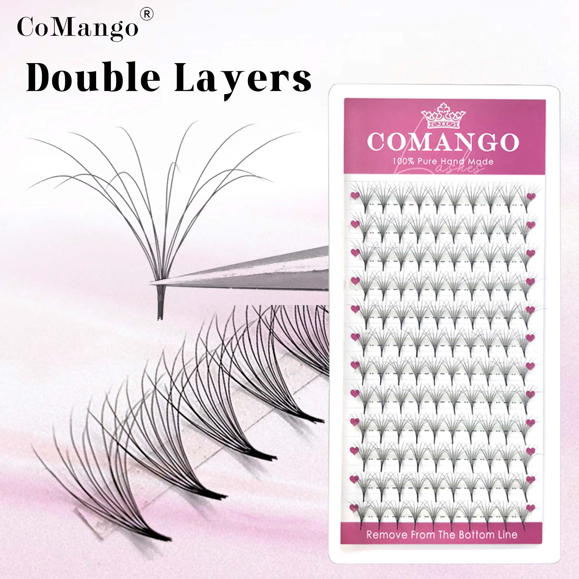 Eyelash Extension Double Volume - COMANGO joli double couche moelleux préfabriqué