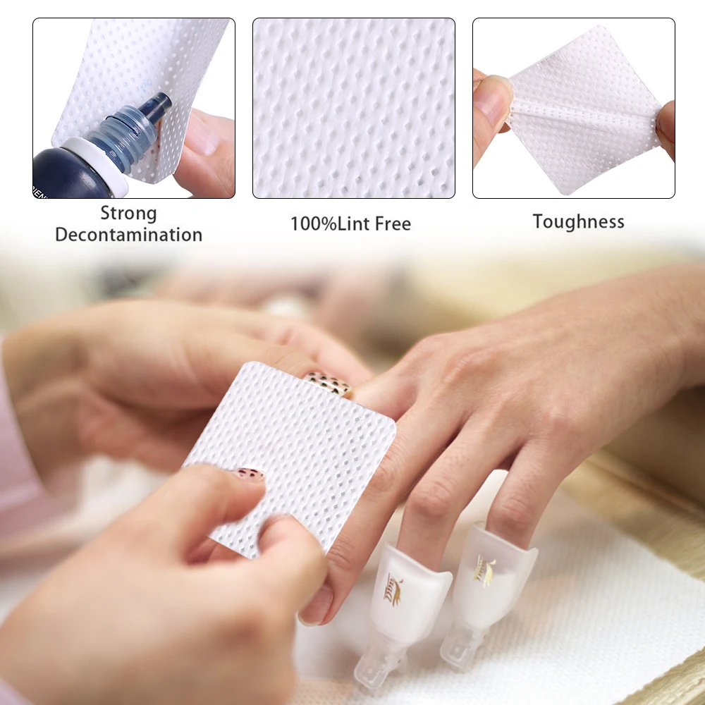 Eyelash Extension Remover Gel - 200 lingettes non pelucheuses pour ongles,